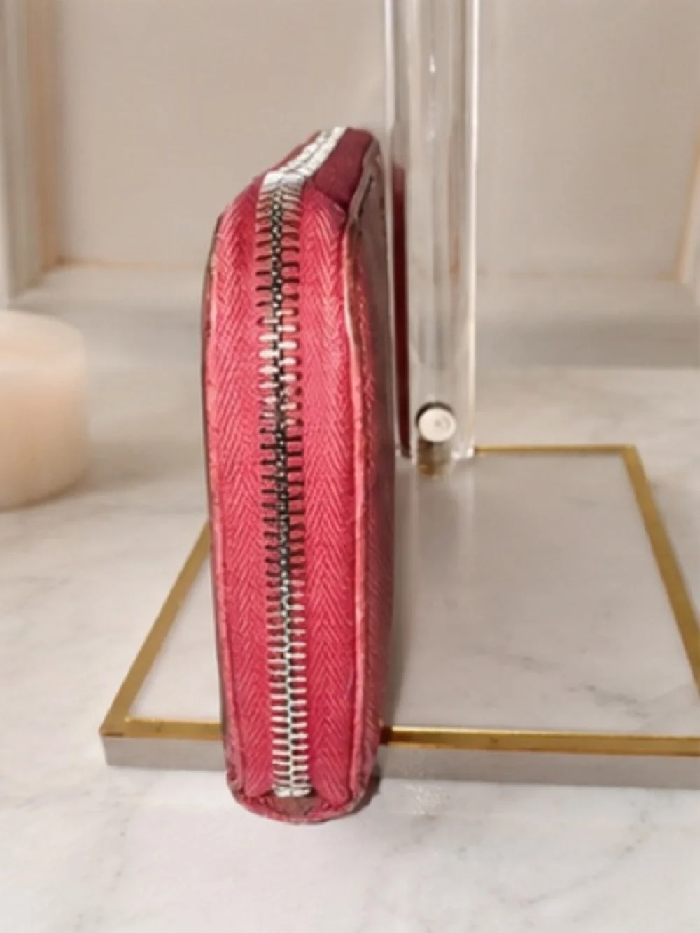 Authentic Prada Pink Saffiano Leather Zip Wallet